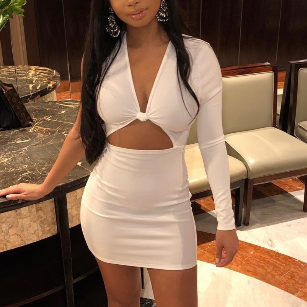White one sleeve mini dress